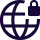 Globe icon with a padlock, symbolizing internet security and privacy.
