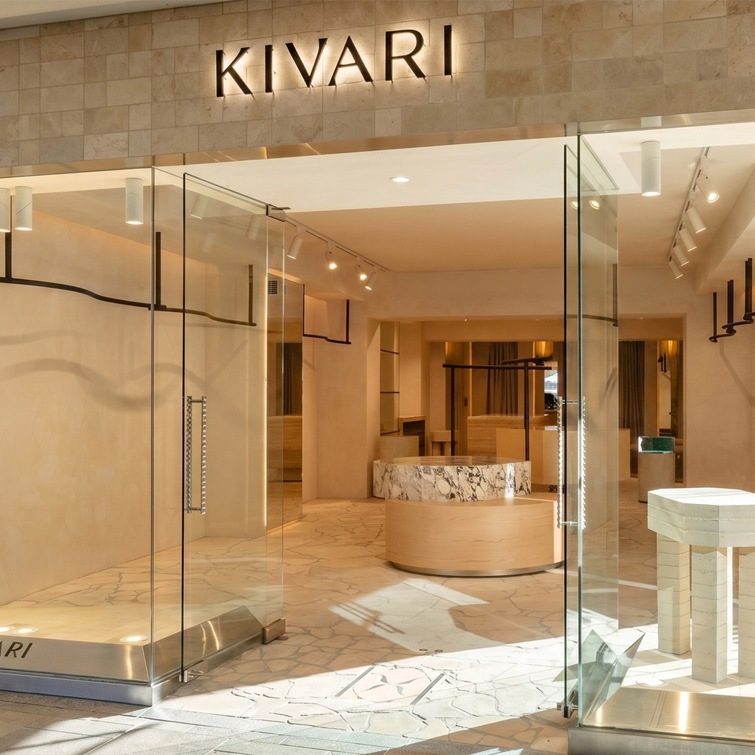 KIVARI Noosa Store, window, clothing rails and counters