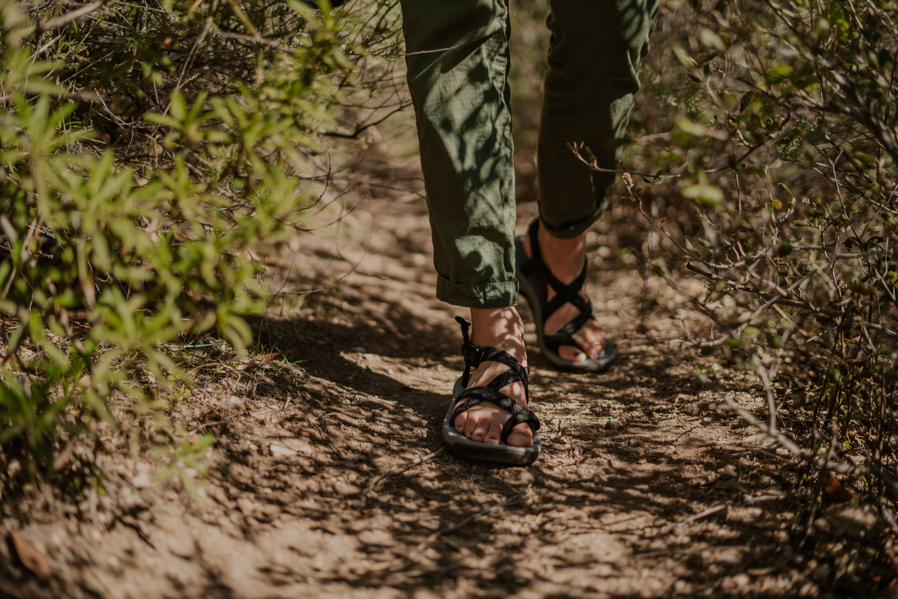 woman walking in sandals in Hawaii