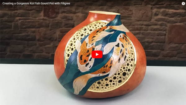 See how artist, Christy Barajas created this beautiful koi gourd!