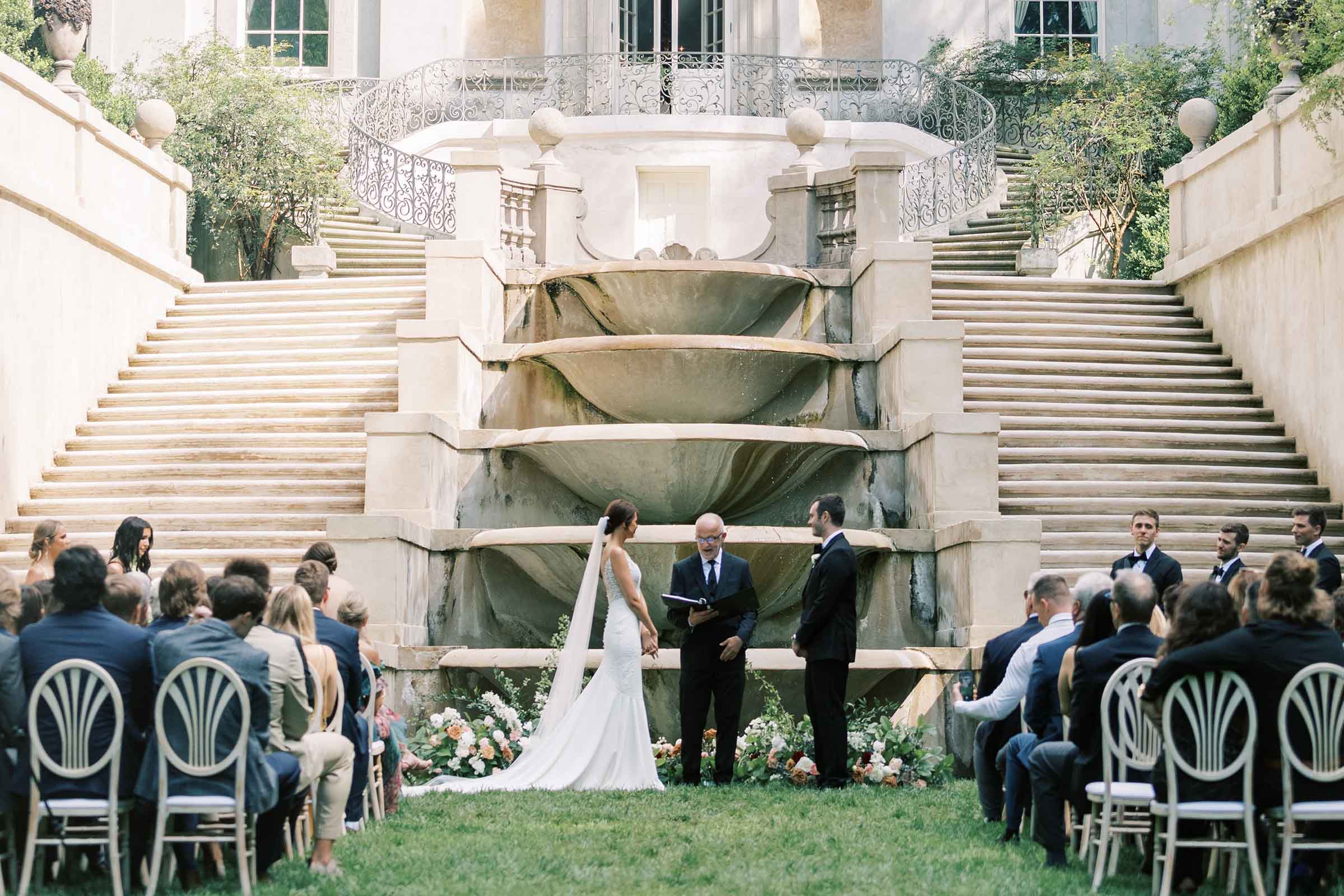 Bride and groom share a beautiful moment exchanging their wedding vows.