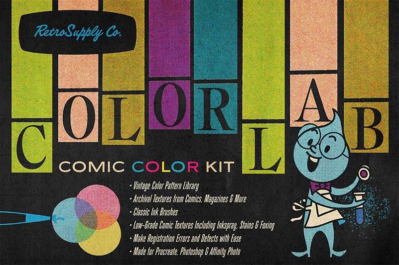 RetroSupply Co. ColorLab Mid-Century Comic Color Kit for retro color halftones and paper textures