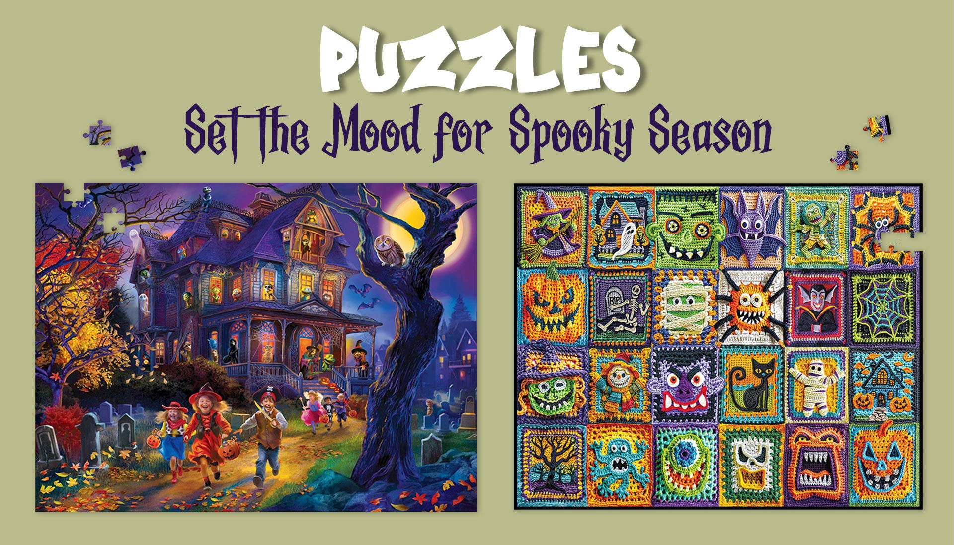 Puzzles for Halloween-themed decoration and activities.