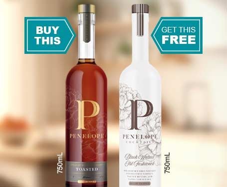 Two bottles of wine with promotional text: 