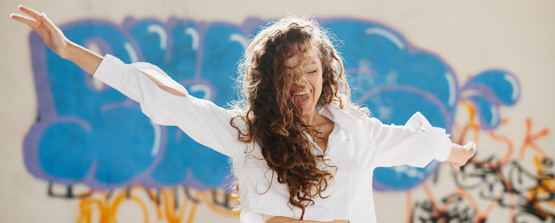 woman with beautiful hair dancing