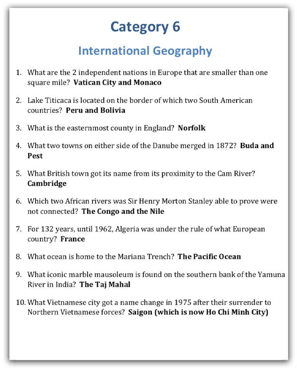 5 Fabulous Geography Trivia Night Rounds