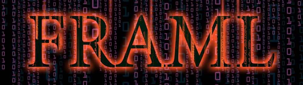 FRAML logo behind binary code