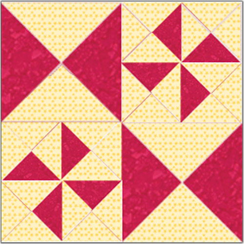 Quarter square triangle block - Guidelines4Quilting
