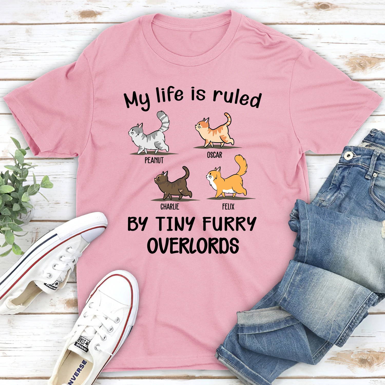 MY LIFE IS RULED BY CATS - PERSONALIZED CUSTOM UNISEX T-SHIRT