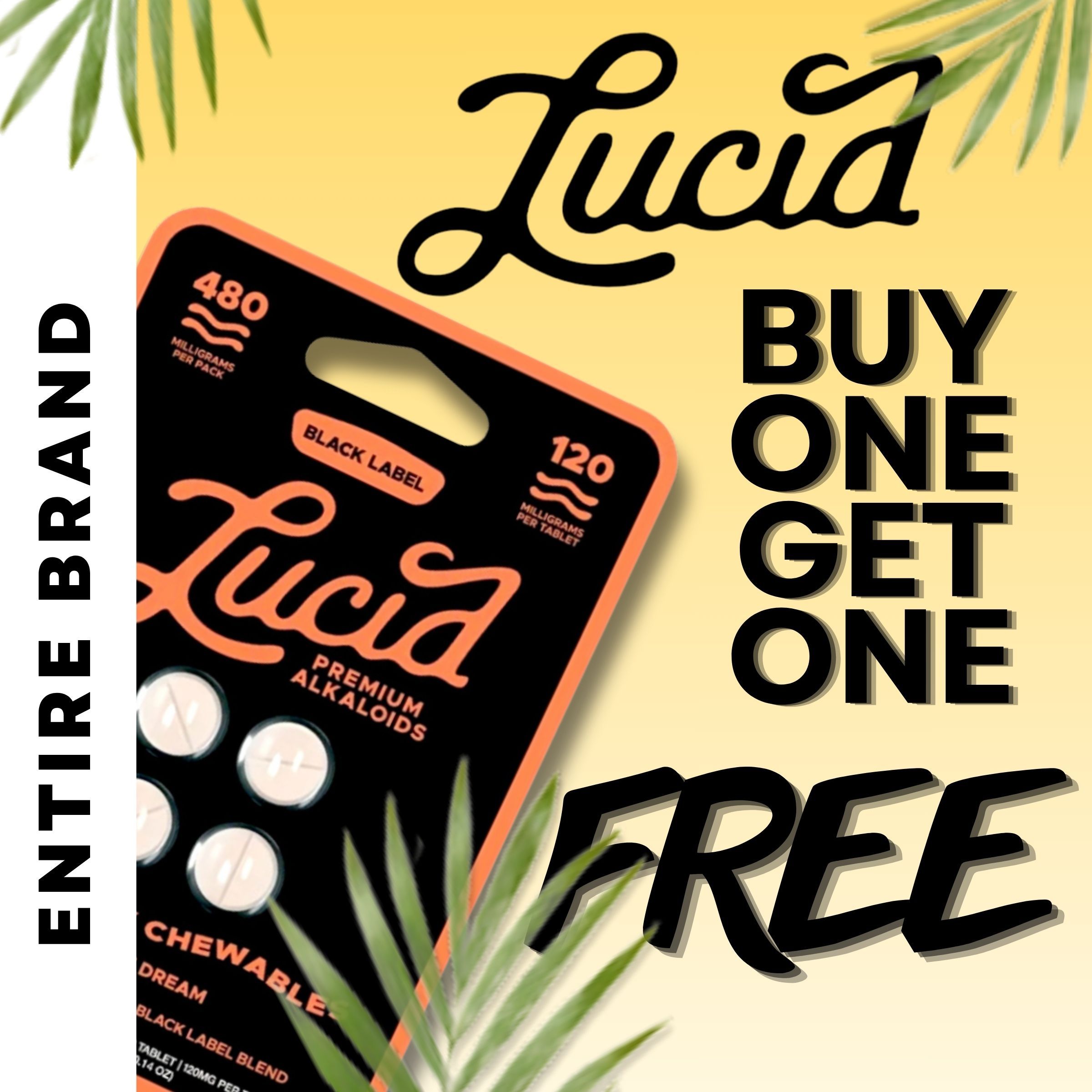 Lucía brand promotion: Buy one, get one free on chewable tablets.