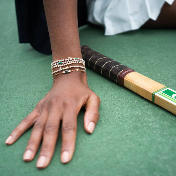 Staggered Diamond & Emerald Tennis Bracelet