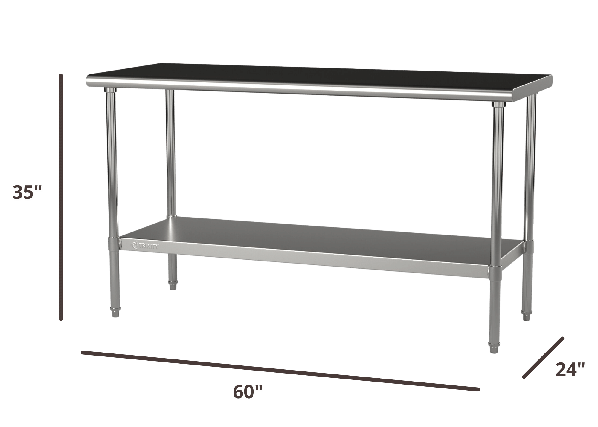 60 inches wide by 24 inches deep prep table