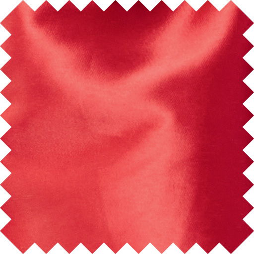 Red satin fabric swatch with a smooth texture and glossy finish.