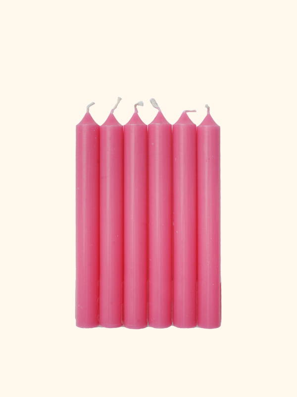 A product picture of 6 Bougies la Francaise dinner candles in  Rose Candy pink.