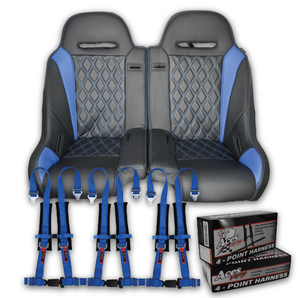 blue Apex Split bench with blue harnesses