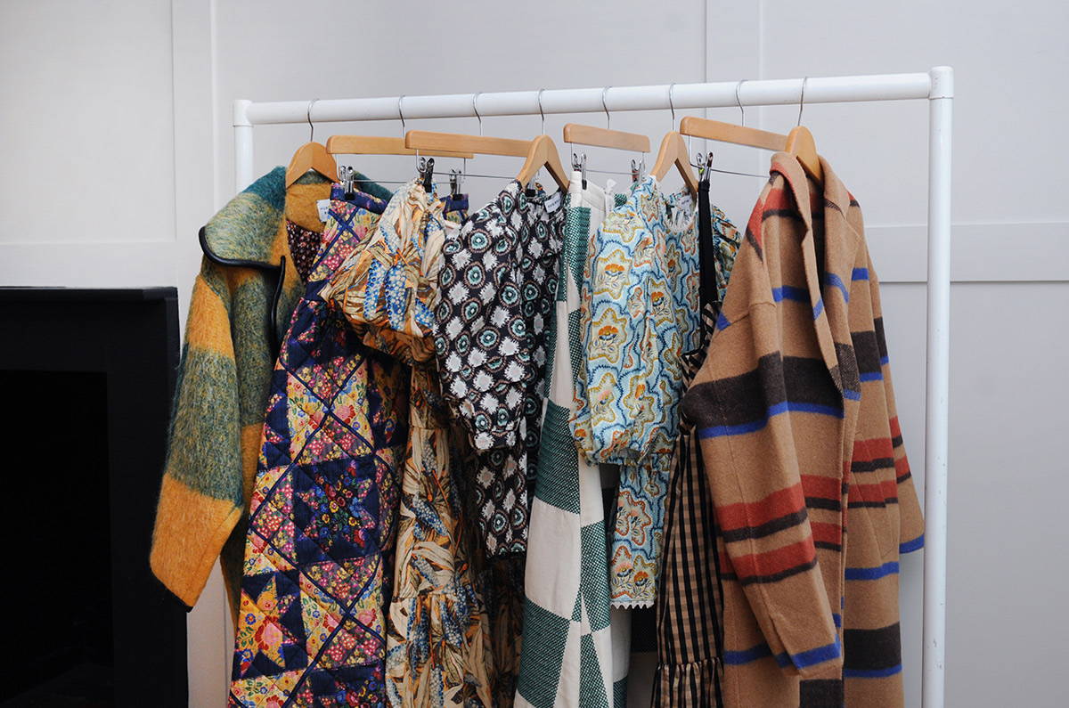 A rail of pieces from the AW23 Hunter Bell collection at The Hambledon.