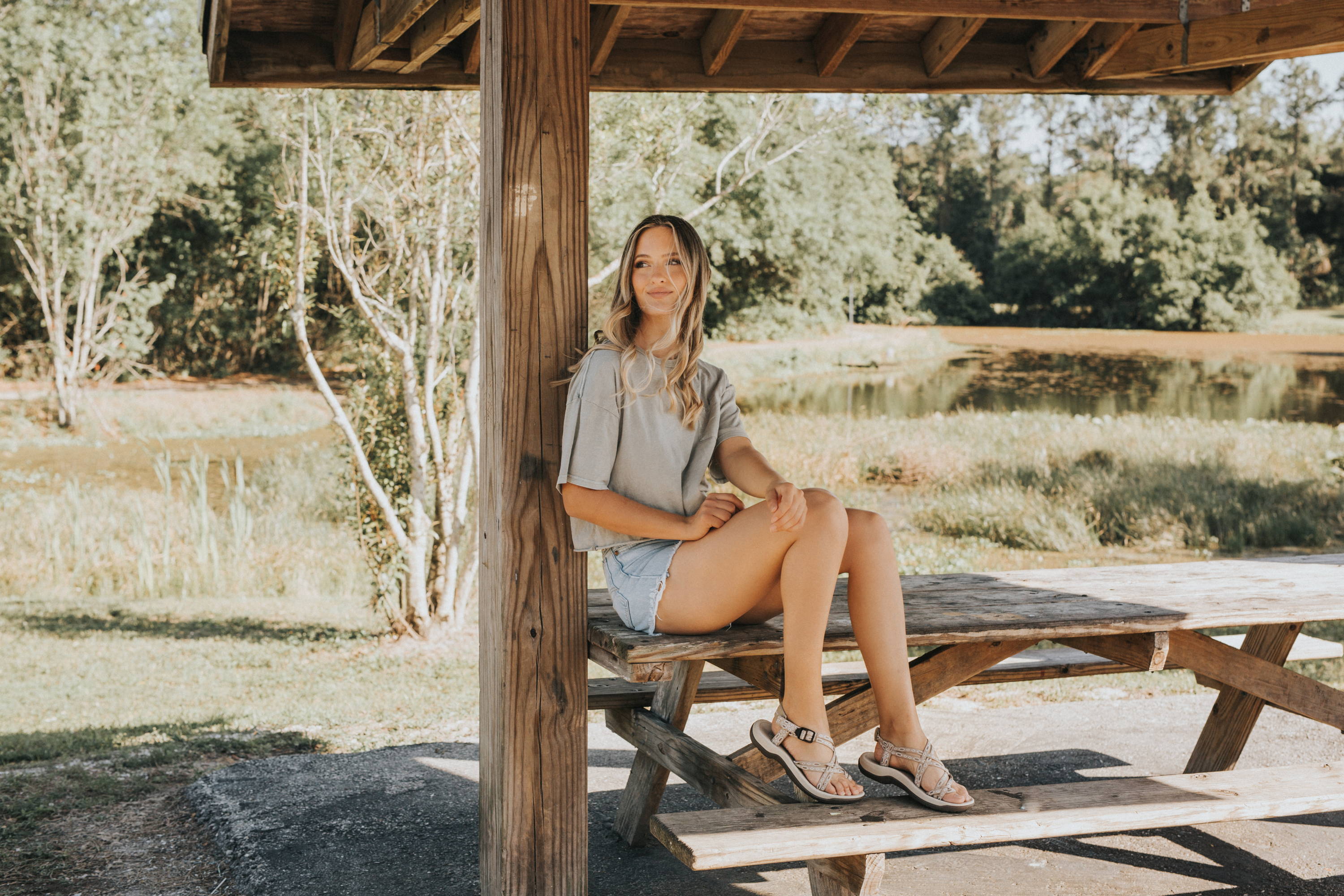 women wearing sandals for concrete