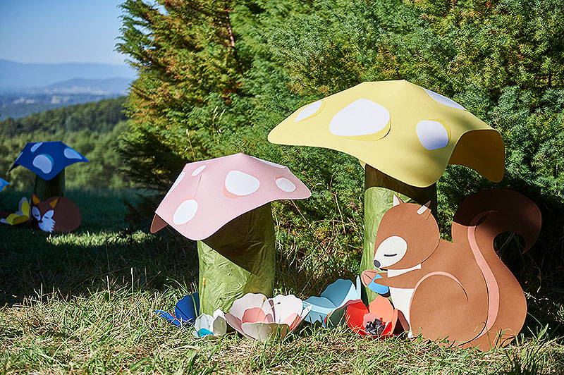 Paper art toadstools