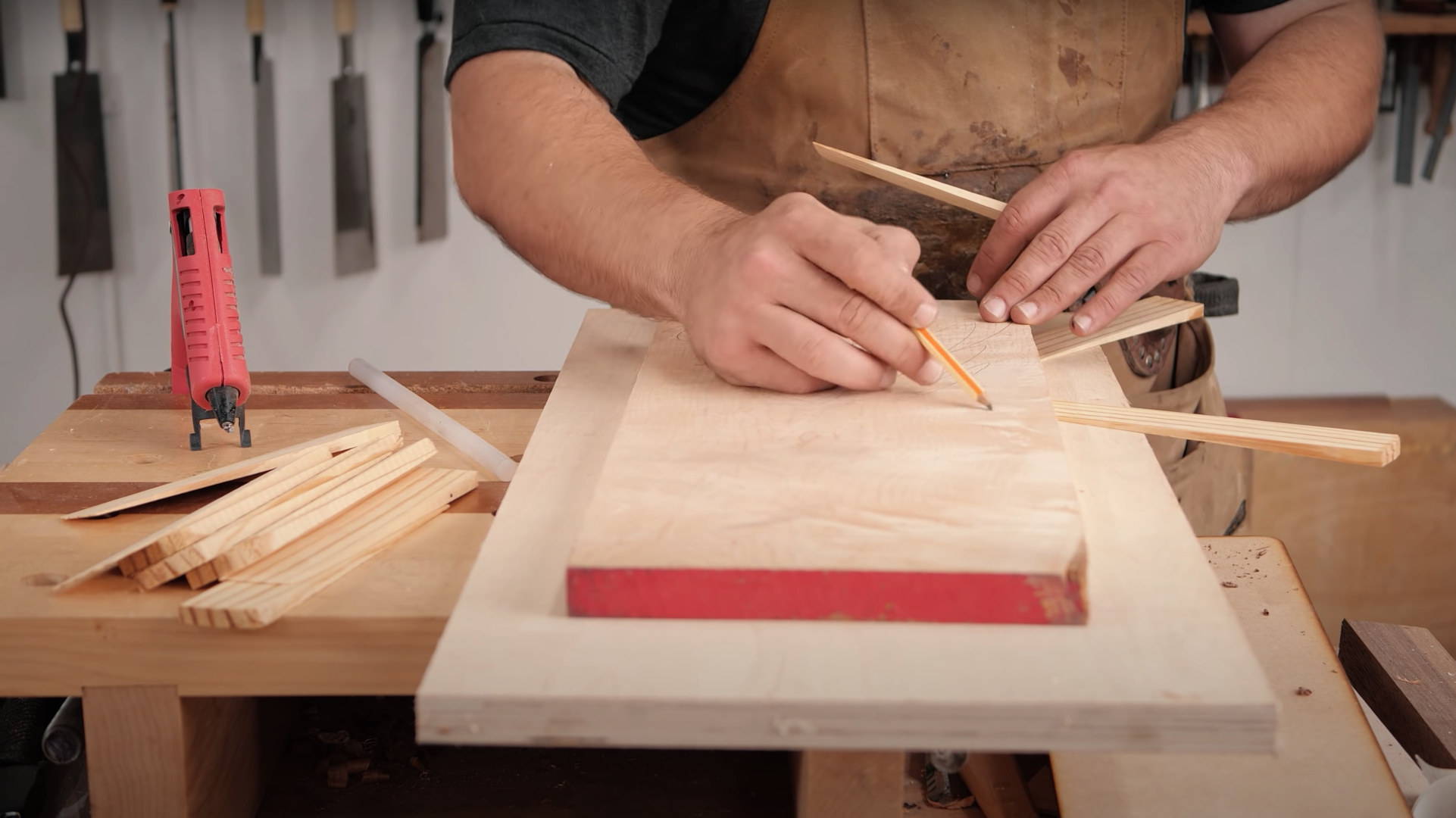 Marking a board with pencil