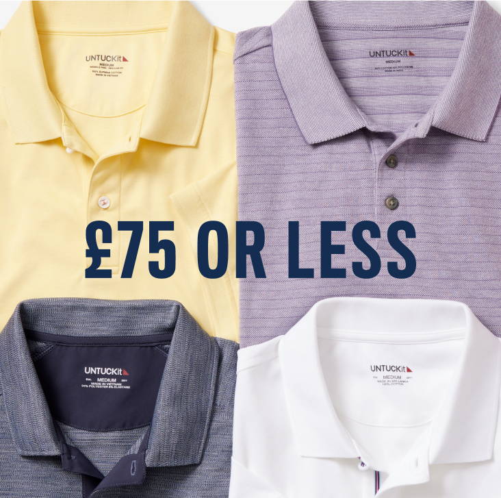 Collection of UNTUCKit polos in various colors. 