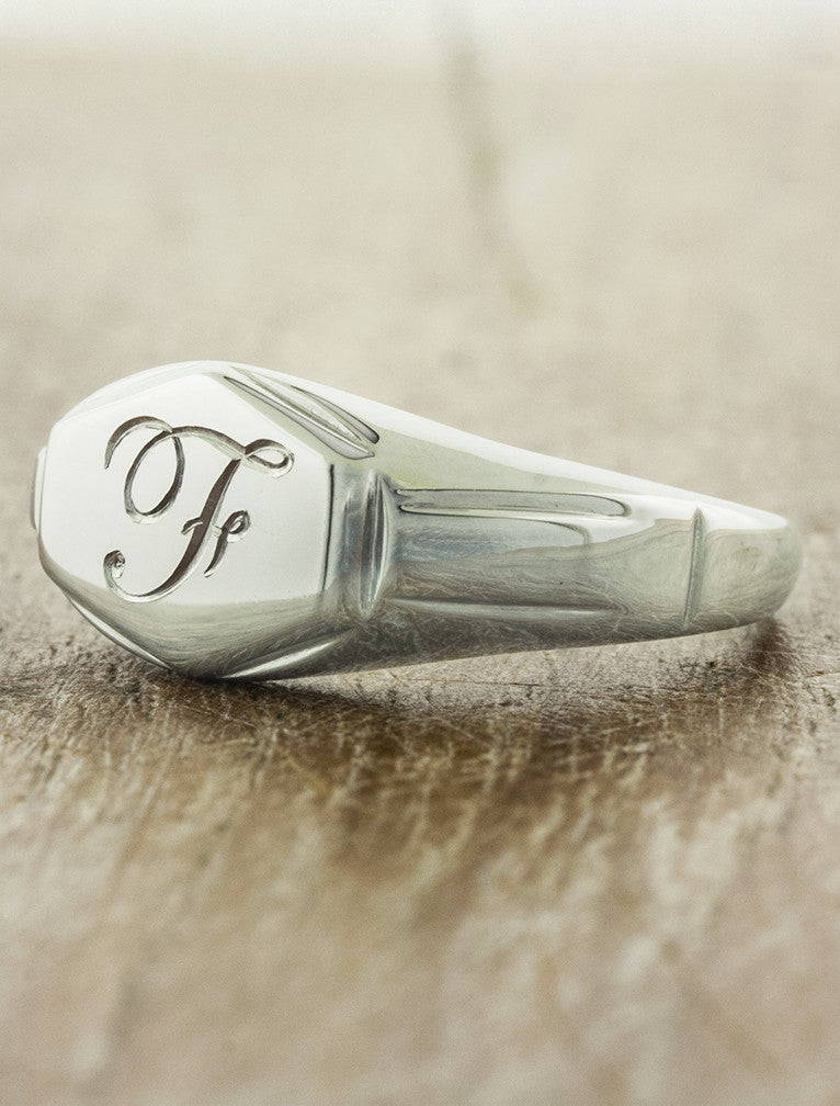 hand engraved initial ring