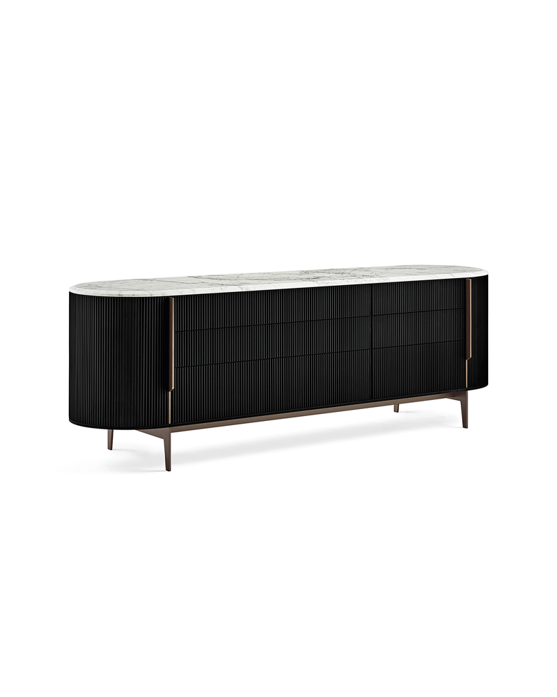 Modern Kumi sideboard by Gallotti & Radice with a marble top and sleek design.