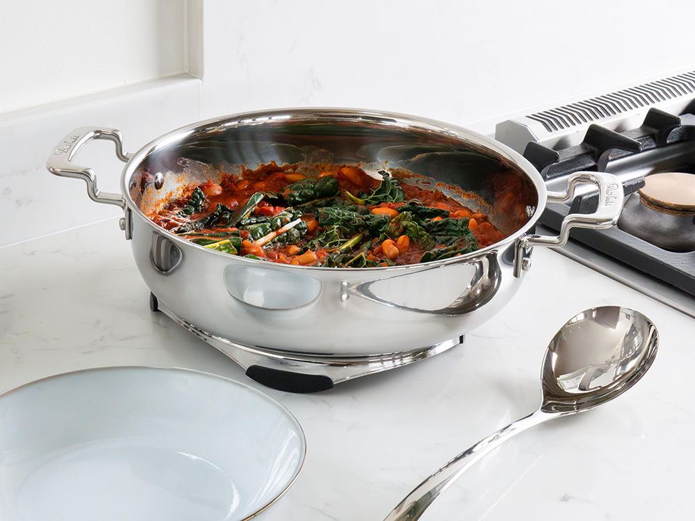 316 Series Casserole pot with colorful vegetables on a kitchen countertop.