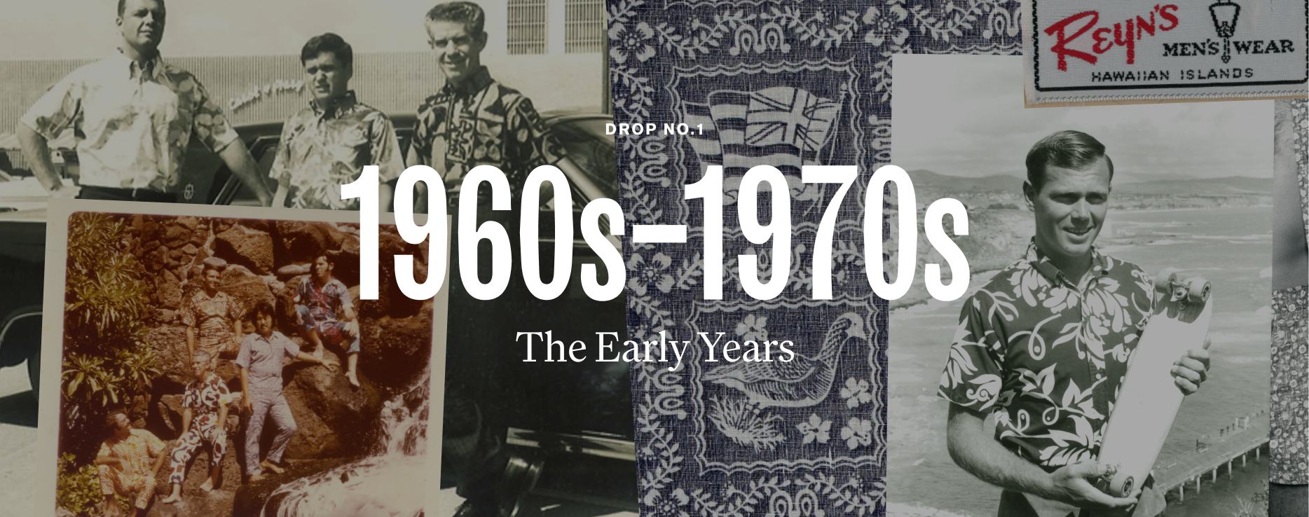 Collage of images from the 1960s-1970s, featuring people and patterns.