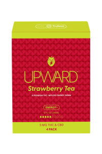 Box of Upward Strawberry Tea, 5 mg THC and CBD, 4 pack.