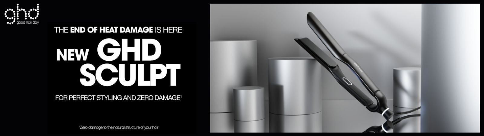 New GHD Sculpt hair styling tools advertisement.