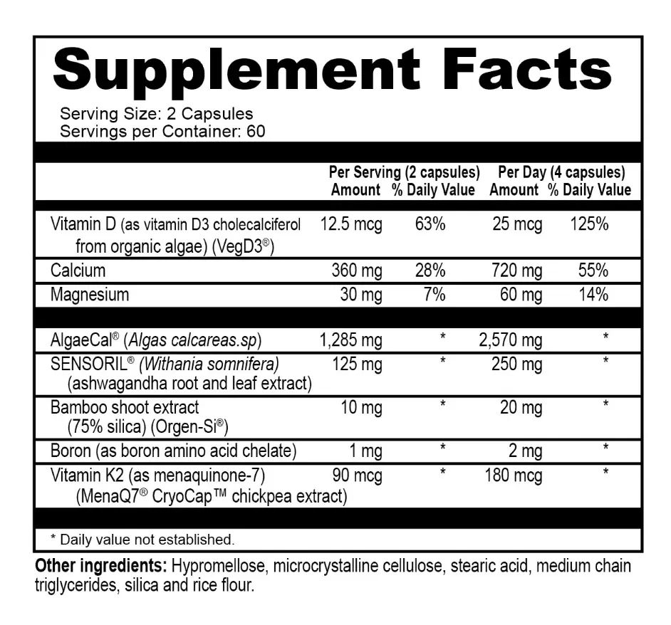 TrueOsteo+ facts panel