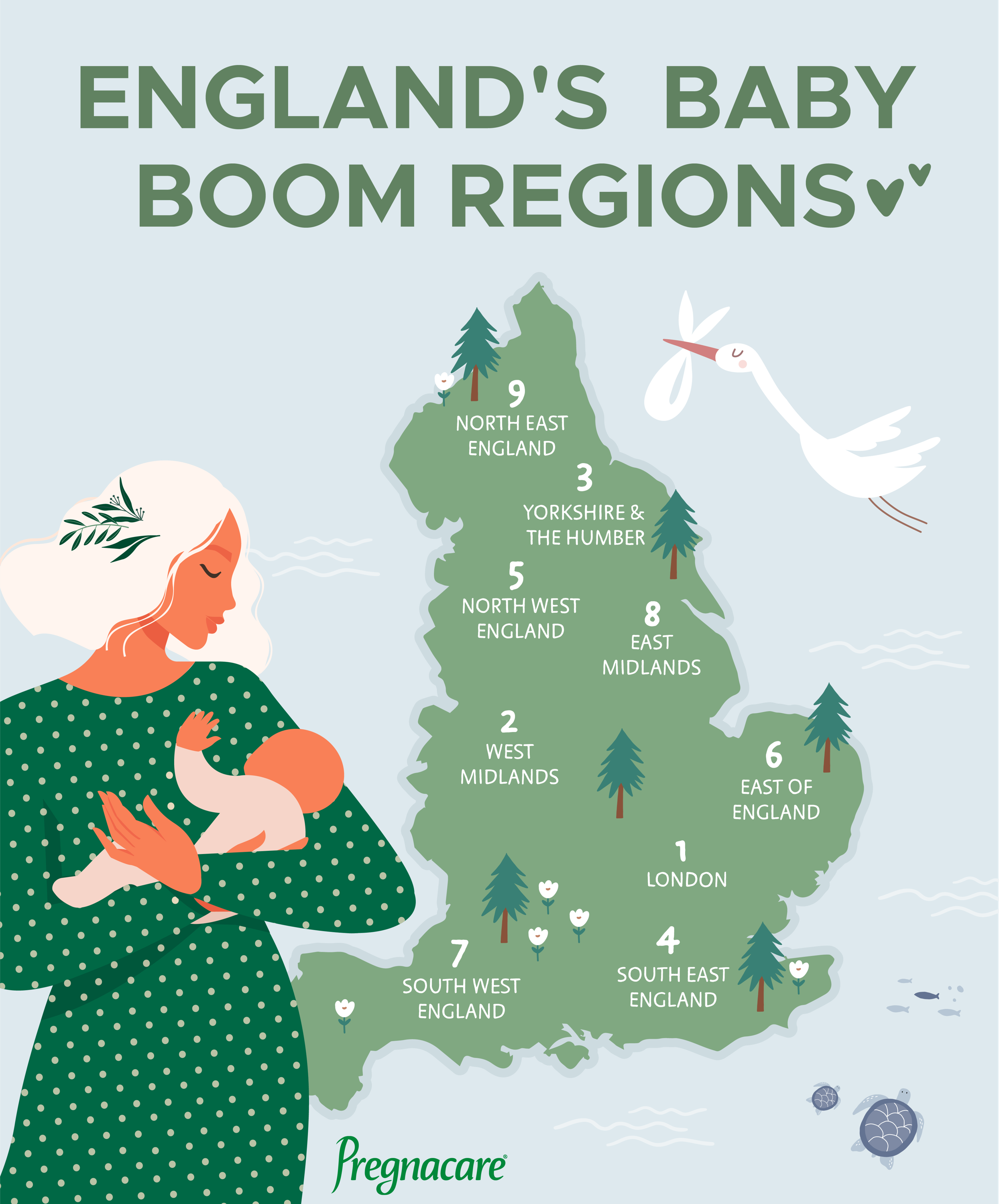 England's baby boom regions map
