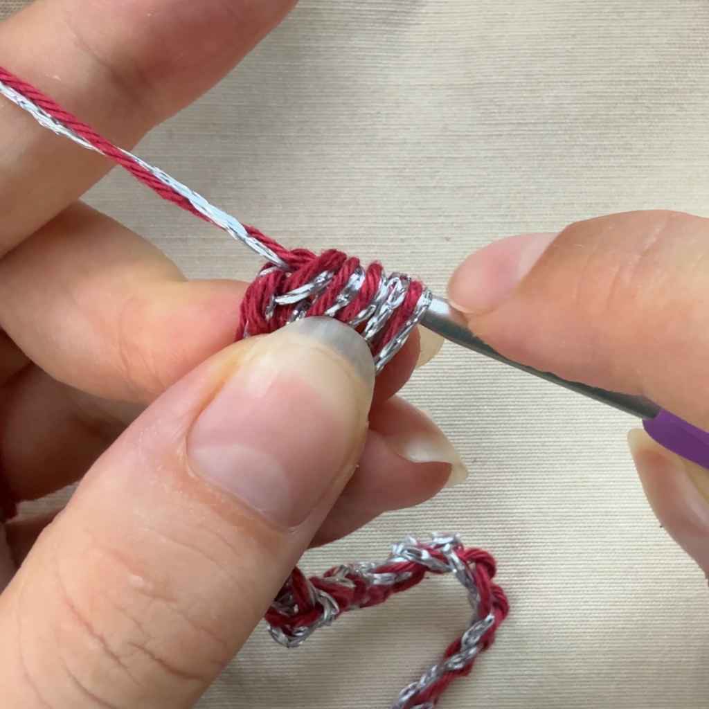 Noppenmasche häkeln Schritt 7.