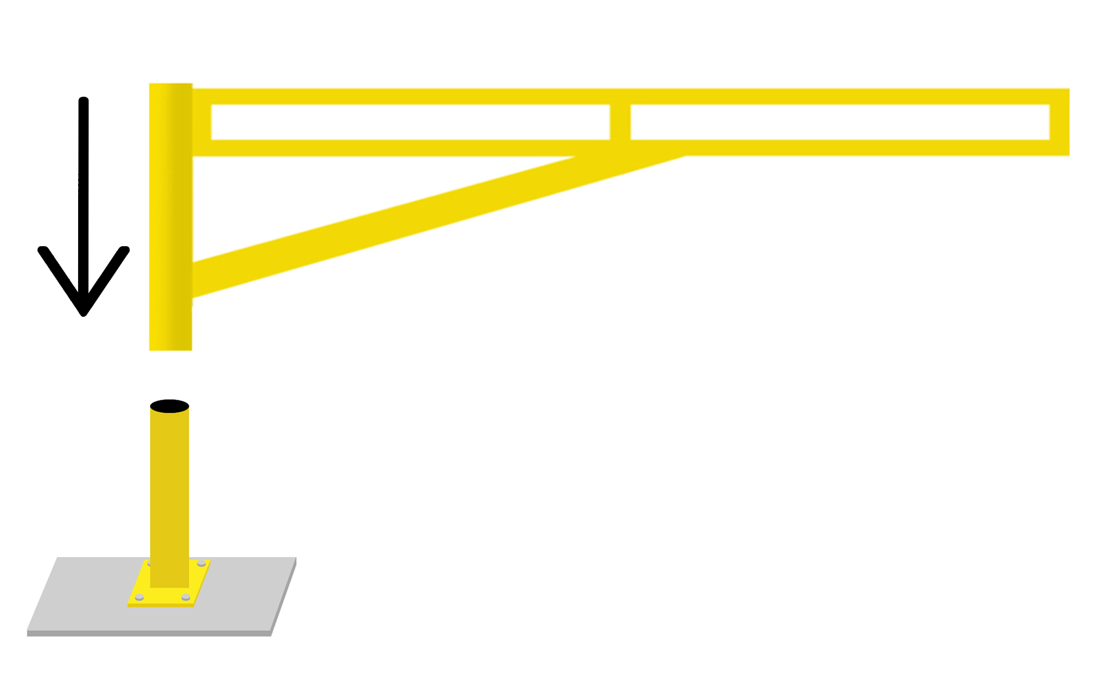 Diagram showing how the rotating dock gate slides over the bollard.