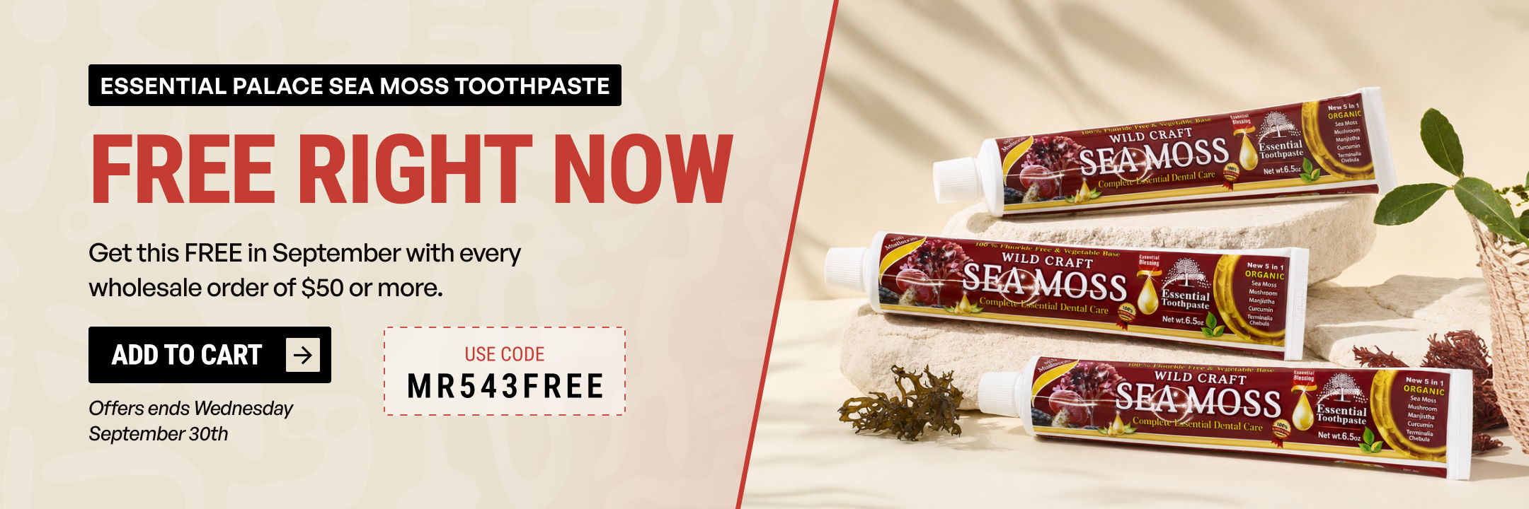 Promotional image for free product offer with herbal bars.