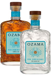 Two bottles of Ozama rum, one aged and one white.