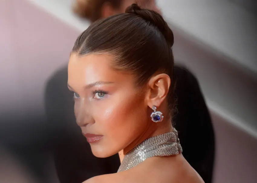 Bella Hadid with hair in a bun