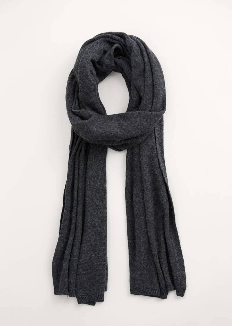 A dark grey cashmere mix scarf