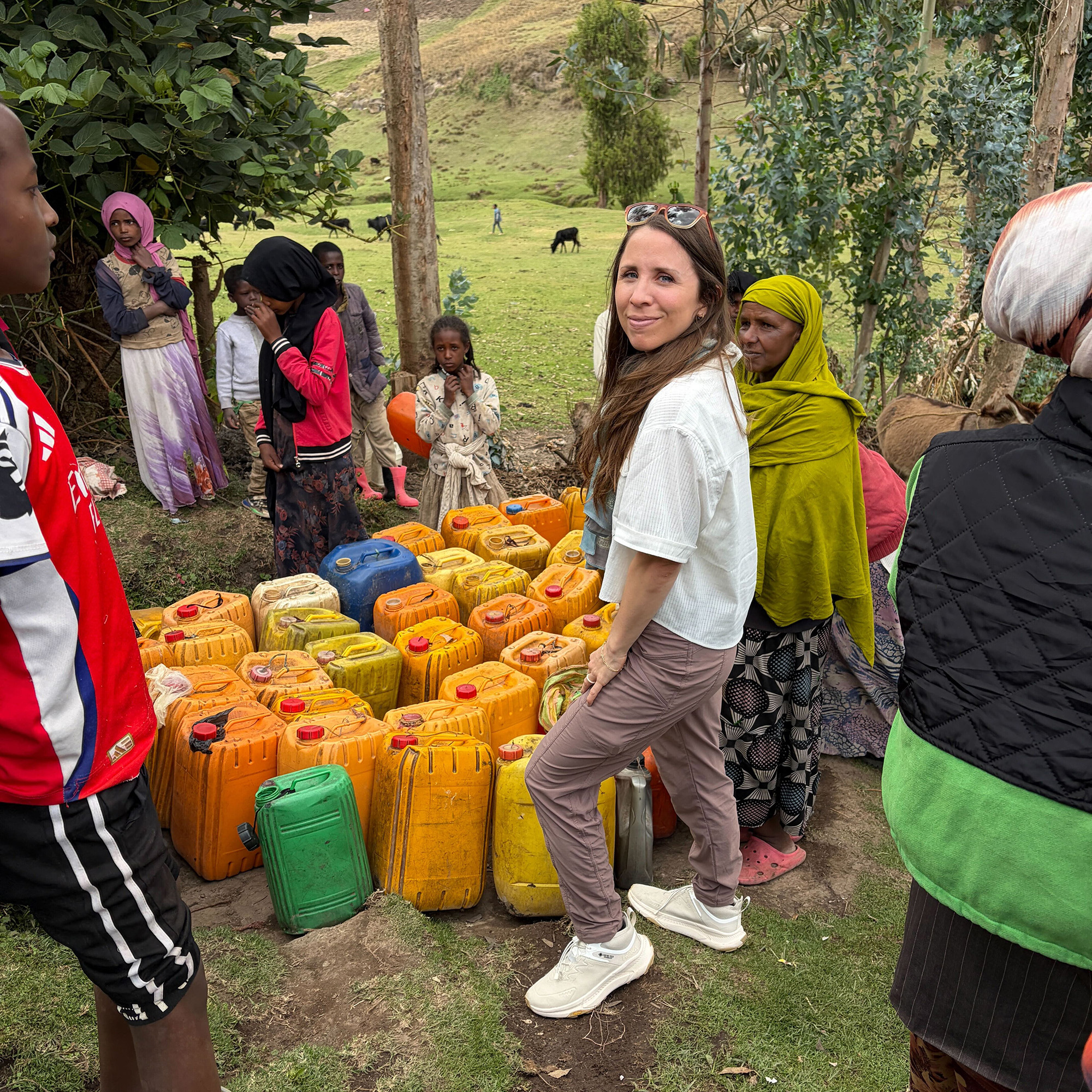 Laura on a visit to one of the villages being assisted by Water for Good