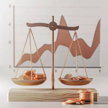 Coins on scales depicting competitive pricing at Polypouch.