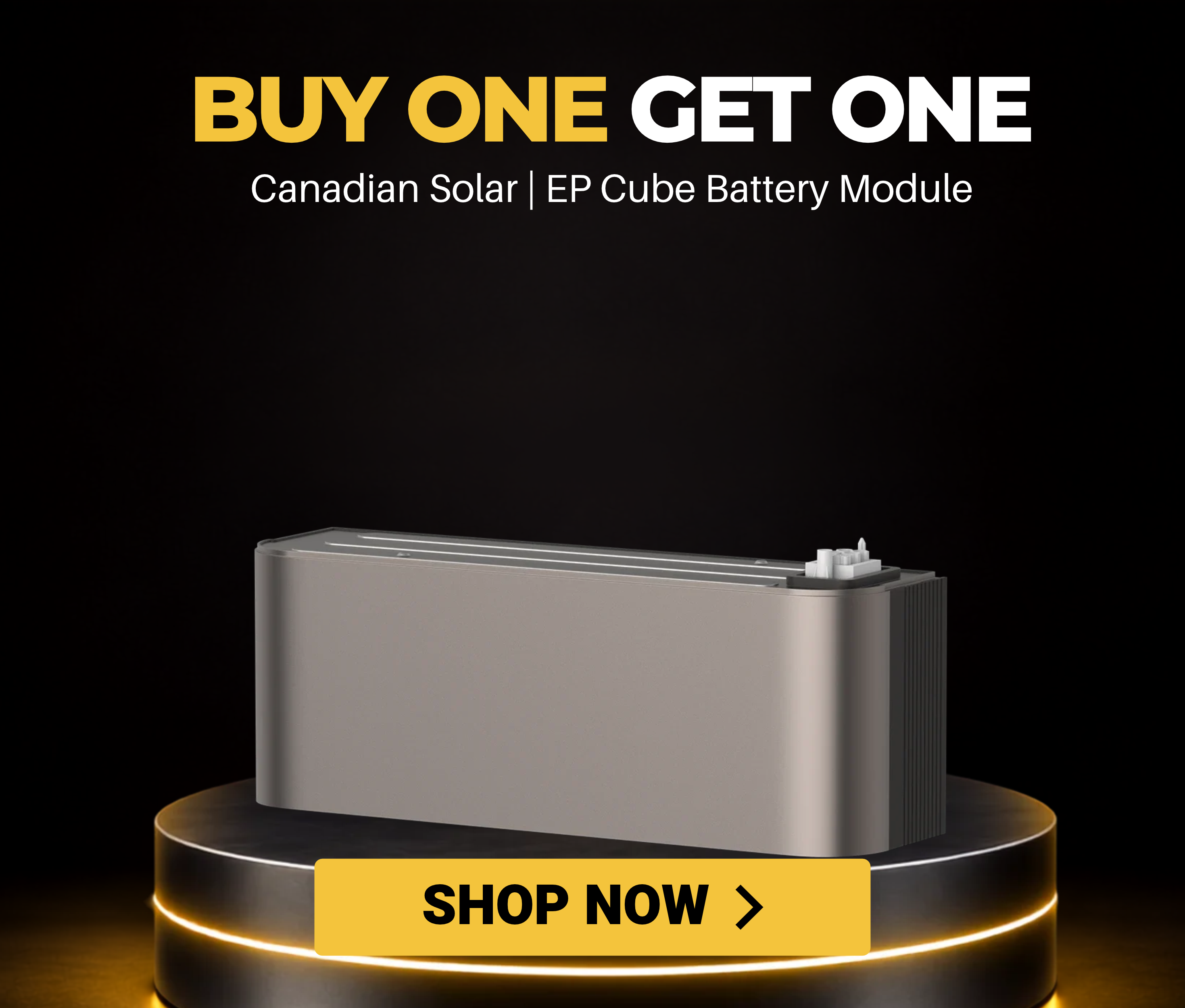 Promotional banner for Canadian Solar EP Cube Battery Module with 