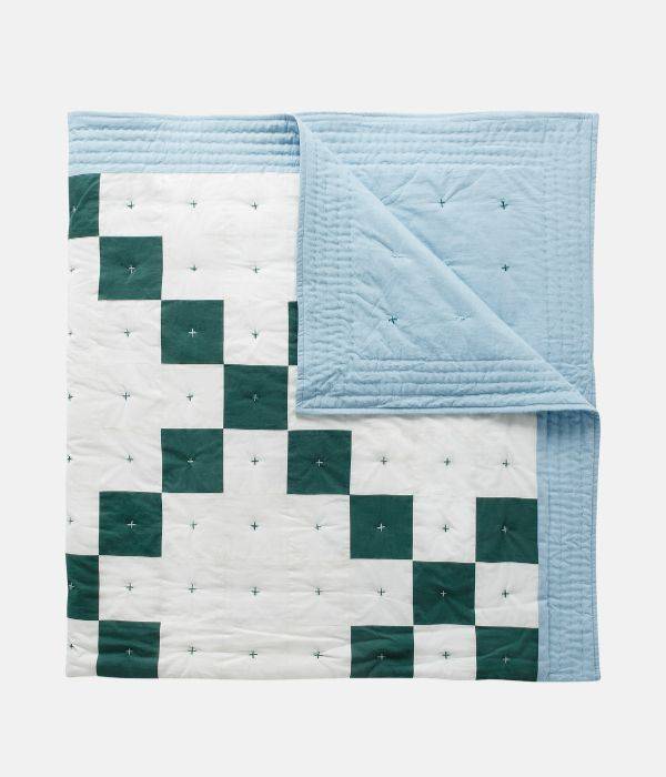An image of The Campbell Collection Rani Quilt in Myrtle Green.