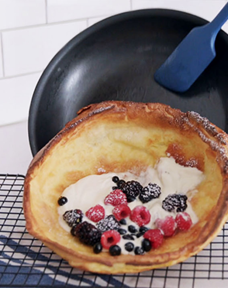 The Misen Nonstick Pan can be used in a variety of ways, including making dutch baby pancakes.