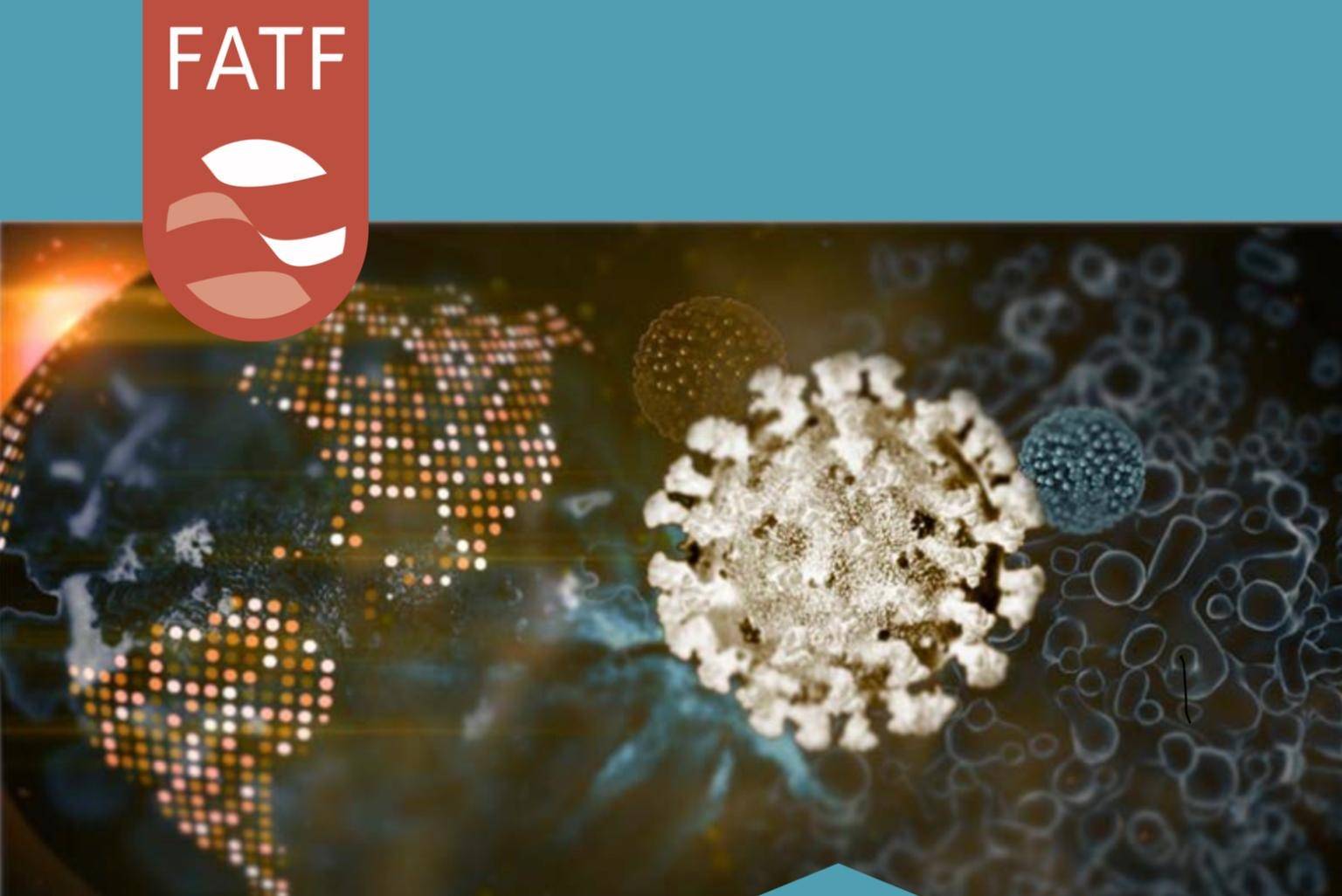 FATF Image of the globe and coronavirus cells