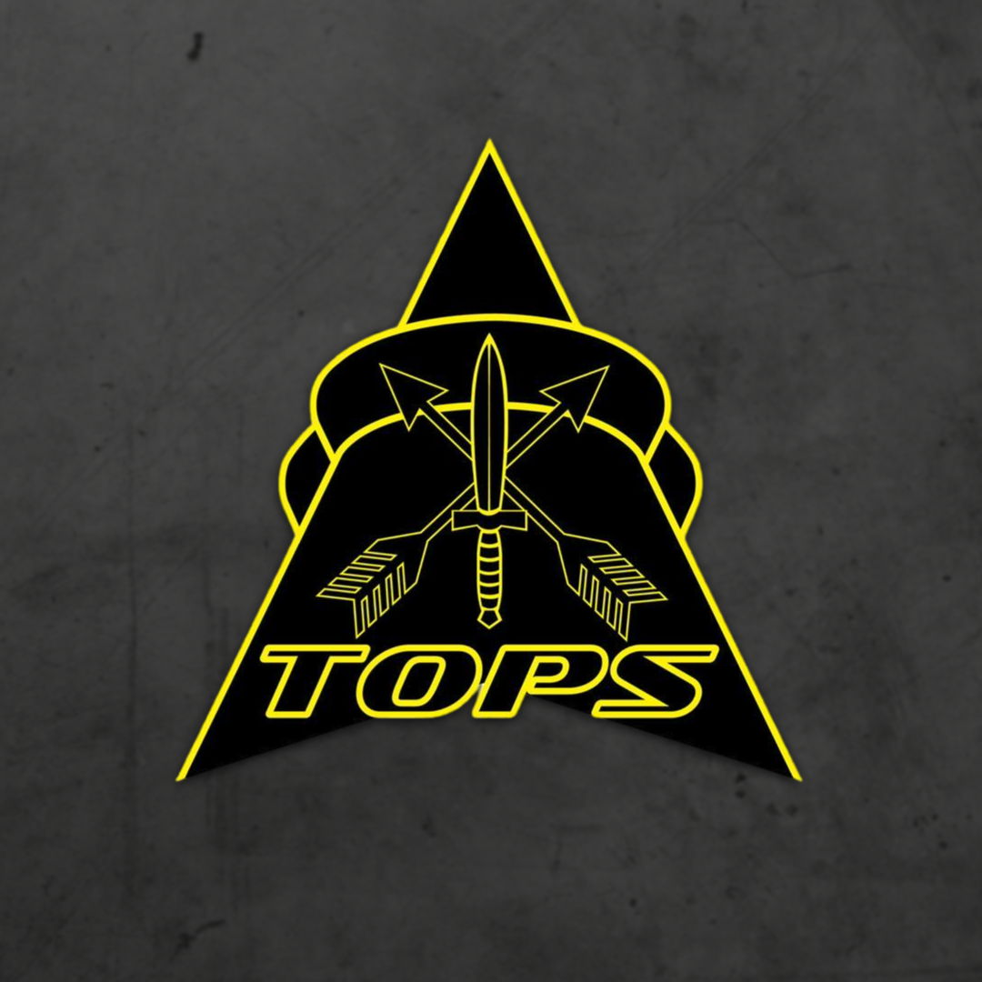 Logo featuring an arrow and spear design with the text 