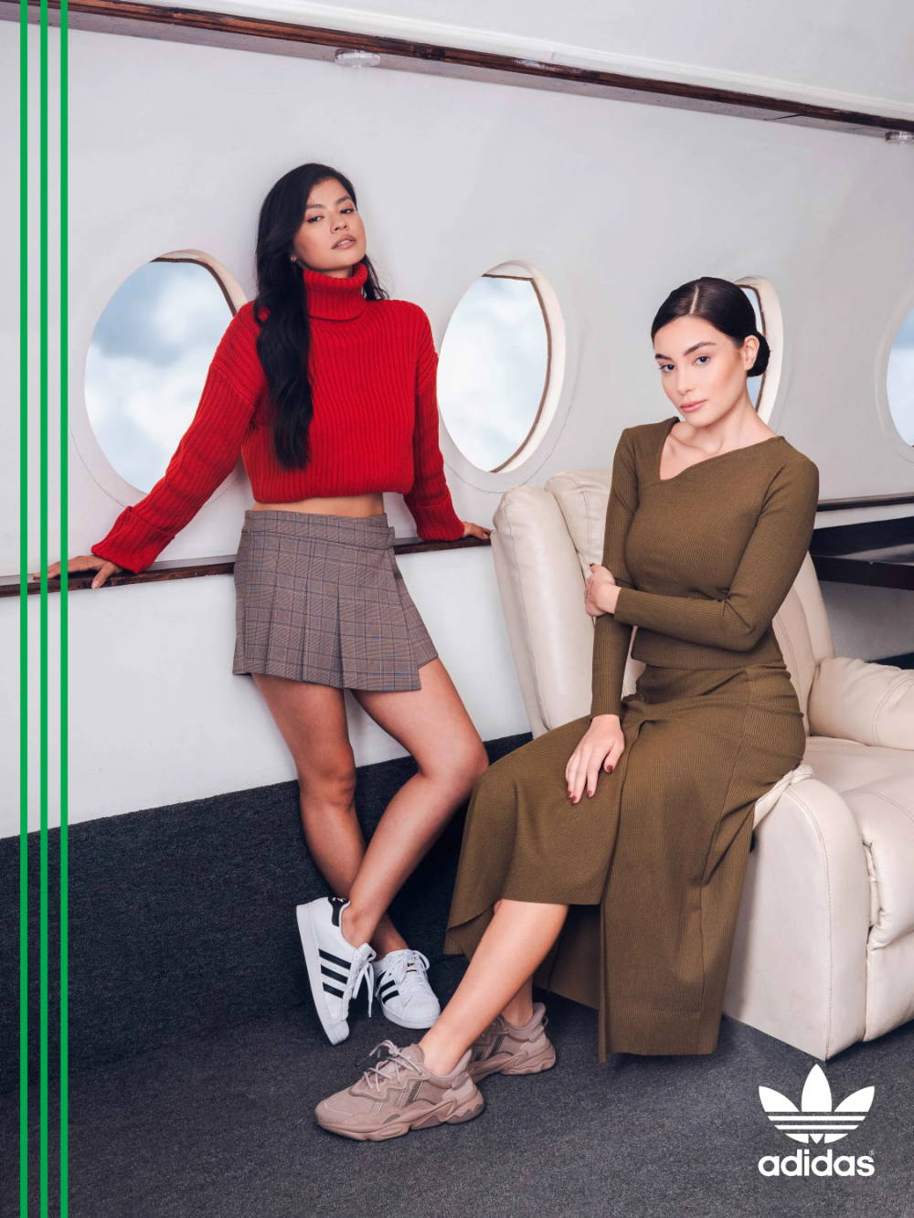 2 female models on private jet