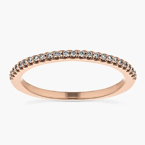half eternity diamond accented stackable ring in 14k rose gold gifted on valentines day