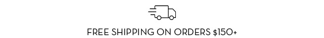 Free shipping on orders over $150 with a delivery truck icon.