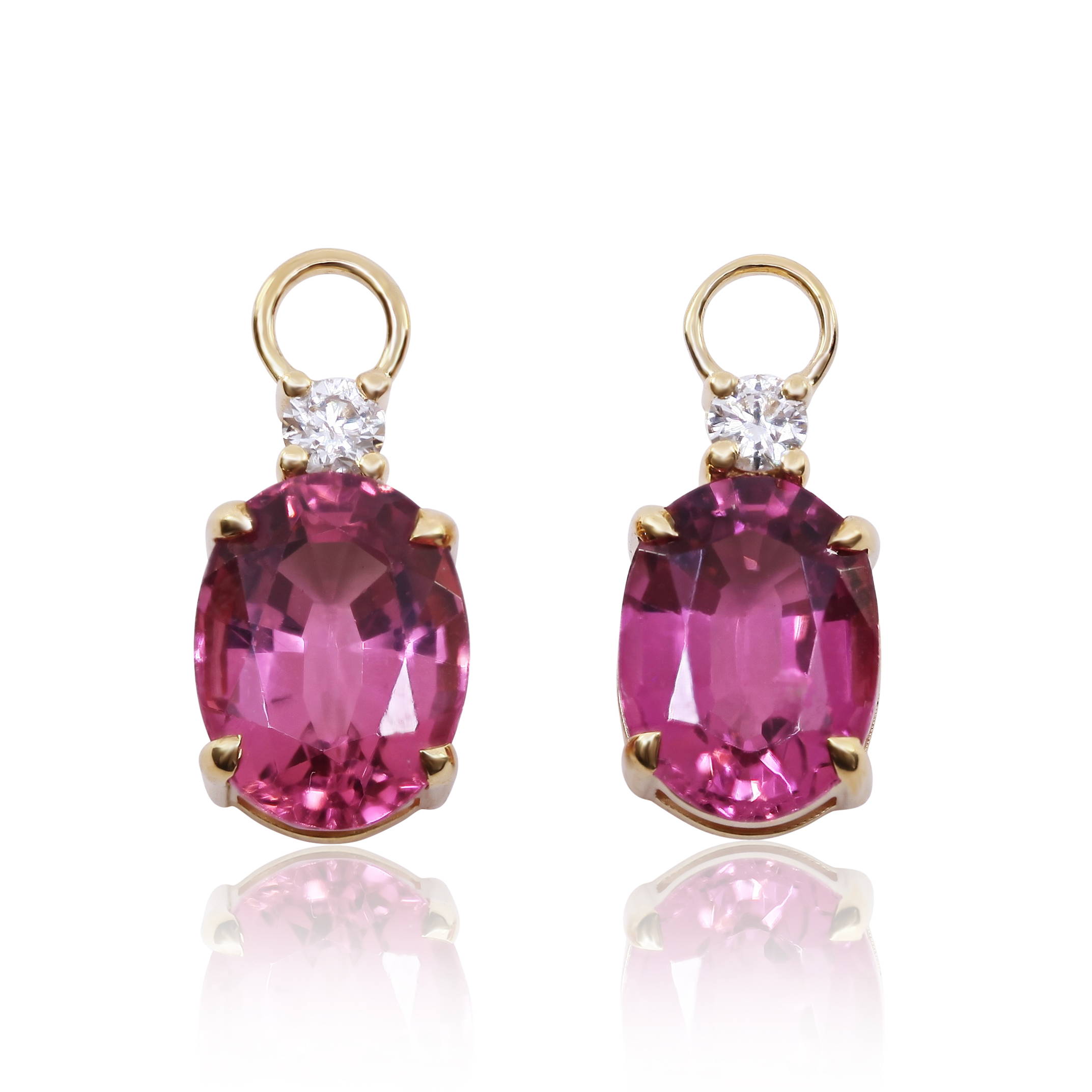 pink gemstone and diamond earring charms