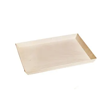 A rectangular wood tray